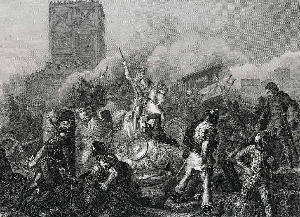 Detail of Illustration Depicting Siege of Paris by Normans in 835 by Anonymous