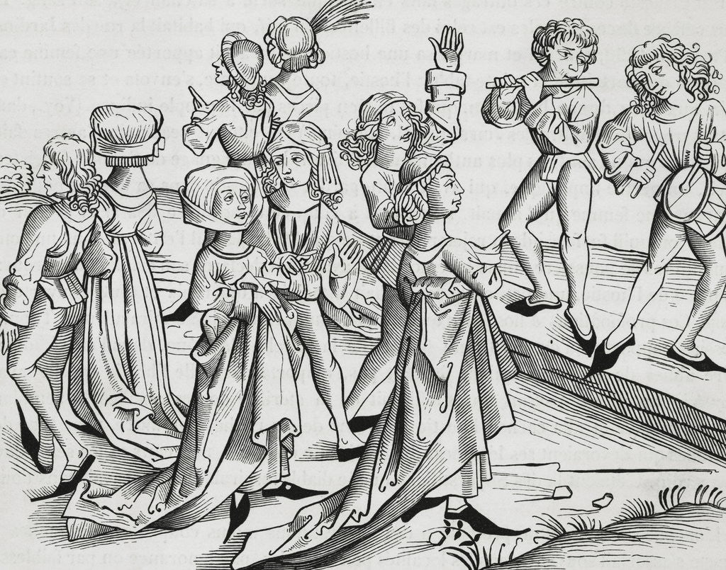 Detail of Medieval Musicians Performing by Anonymous