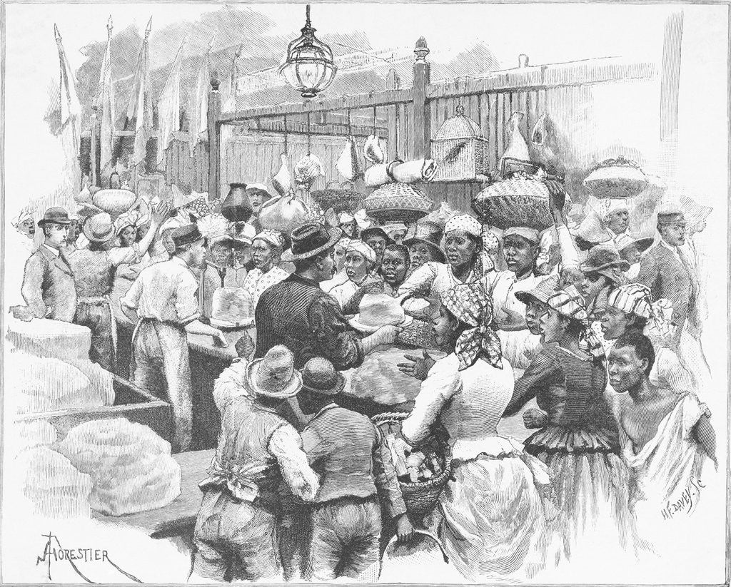 Detail of Crowded Market of Early South America Culture by Corbis