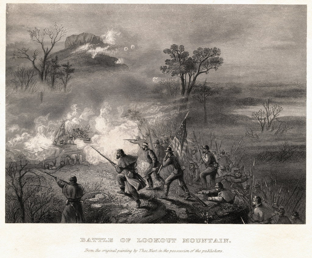 Detail of Civil War Scene at Battle of Lookout Mountain by Anonymous