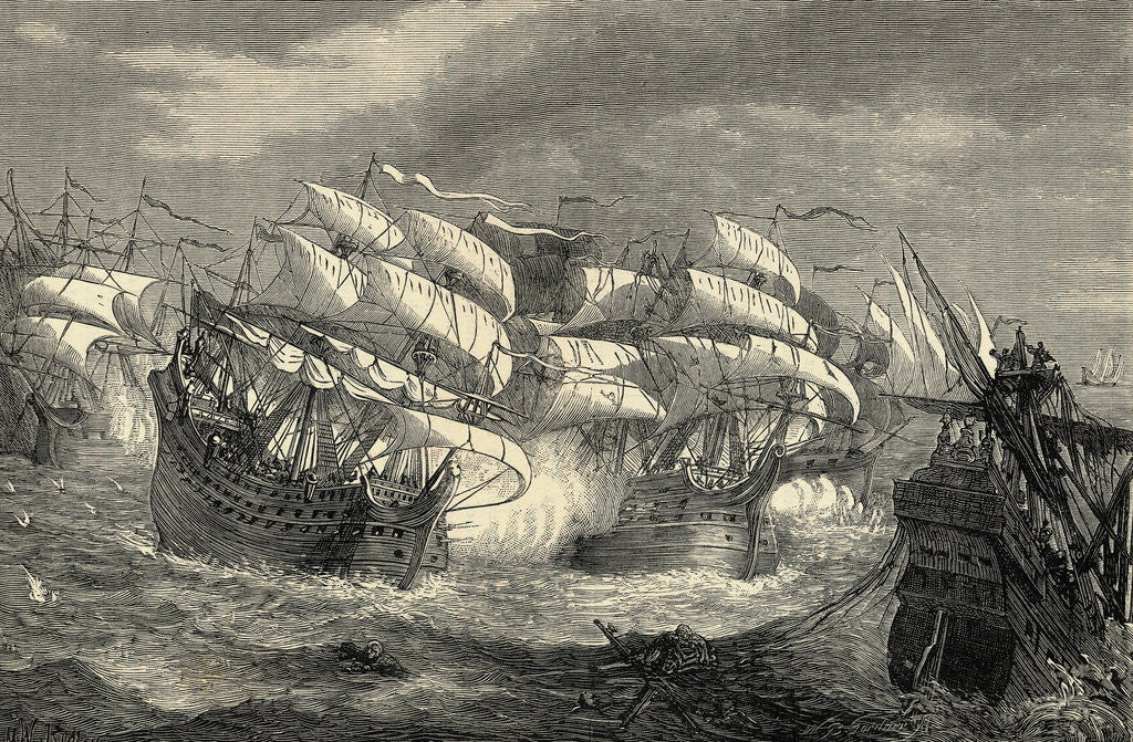Detail of Sir Francis Drake Attacking Spanish Treasure Ship by Anonymous