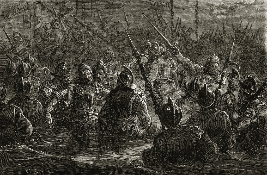 Detail of Sir Francis Drake's Attack on Puerto Rico Print by Anonymous