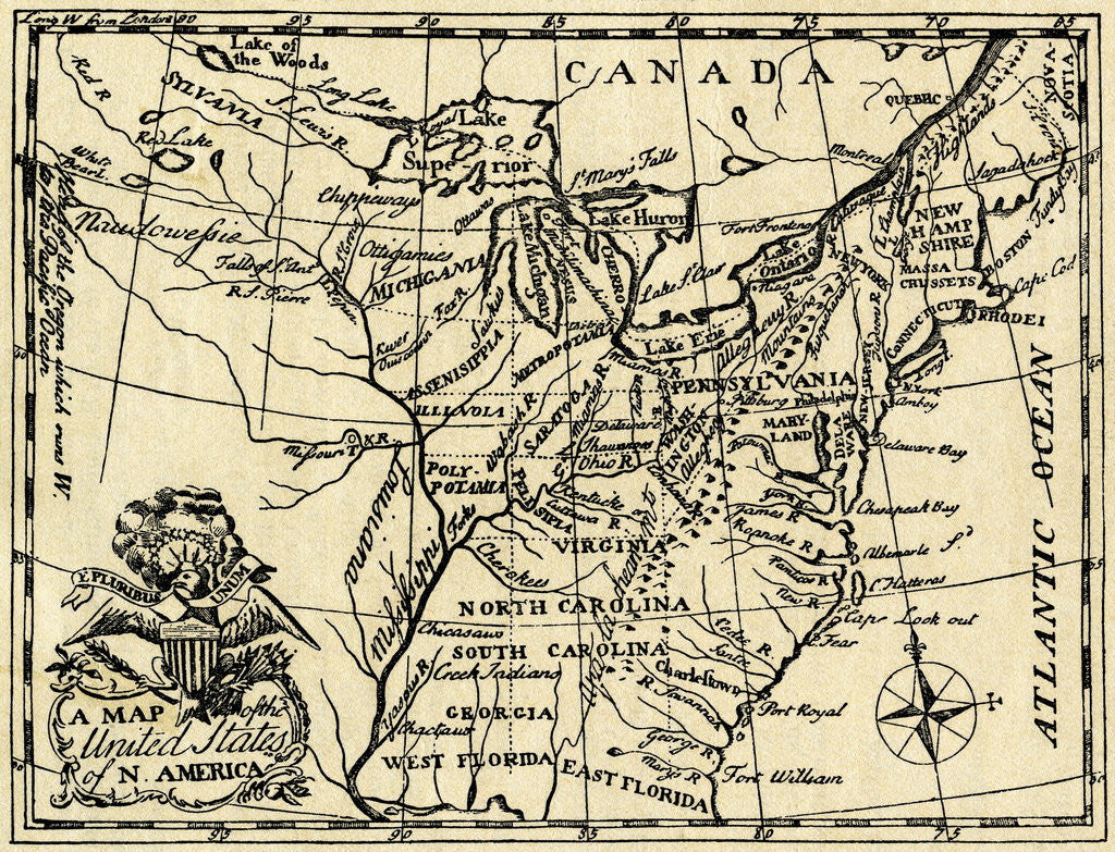 Detail of Map of the Early United States by Anonymous