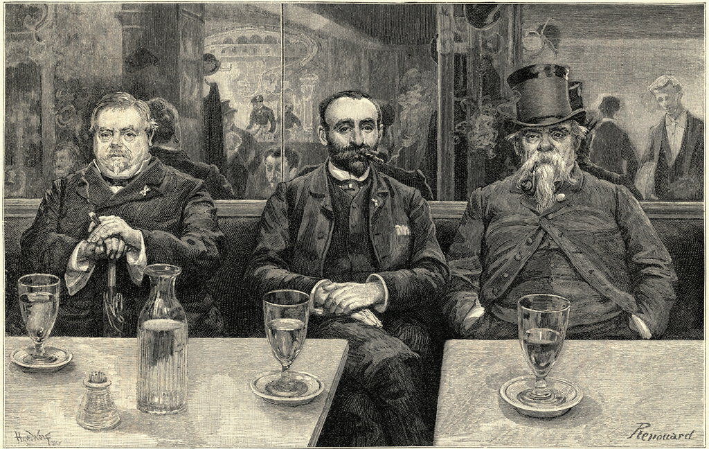 Detail of Men in Tavern Drinking Absinthe by Anonymous