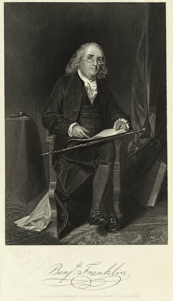Detail of Portrait of Benjamin Franklin Sitting in Chair by Anonymous