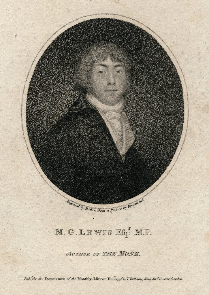 Detail of Portrait of English Novelist Matthew Gregory Lewis Author of The Monk by Anonymous