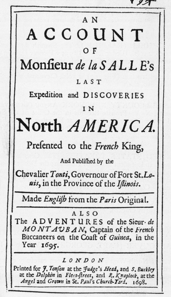 Detail of Front Page/La Salle'S Expedition Book by Anonymous