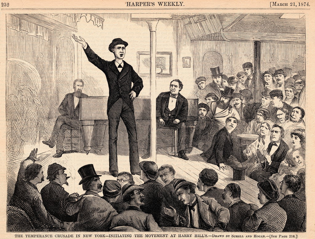 Detail of Man Speaking to Crowd About Temperance by Anonymous