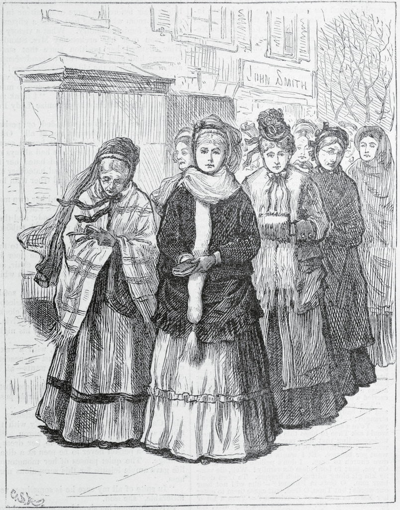 Detail of Drawing of Women Crusaders Marching in Street by Anonymous