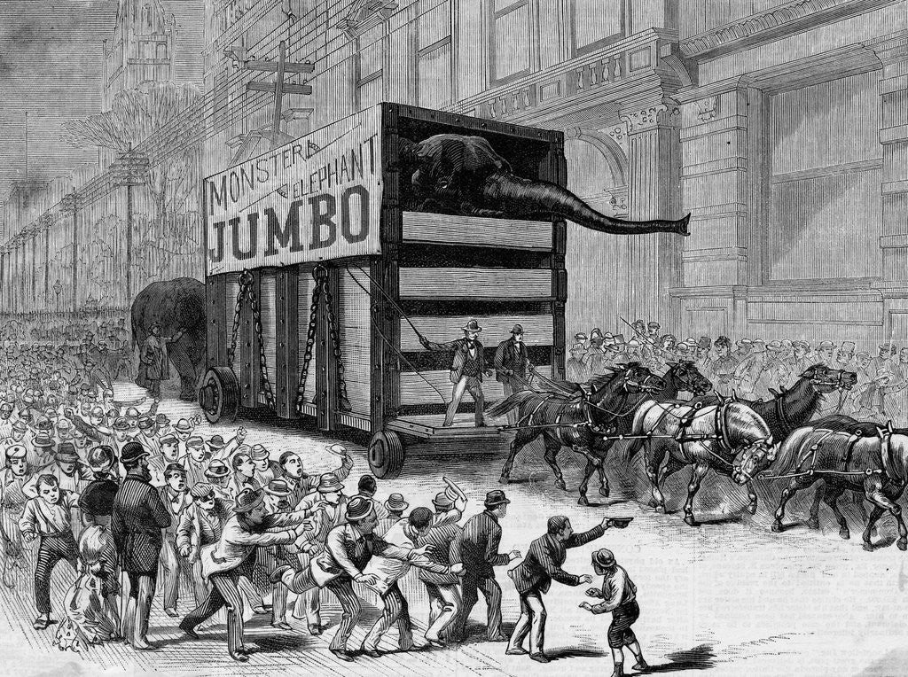 Detail of Crowd Watching Elephant Jumbo Being Transported by Anonymous
