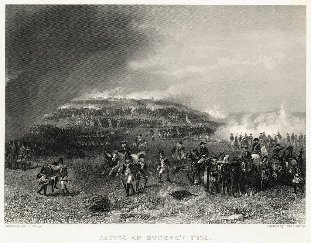 Detail of Engraving of Battle of Bunker Hill by Anonymous