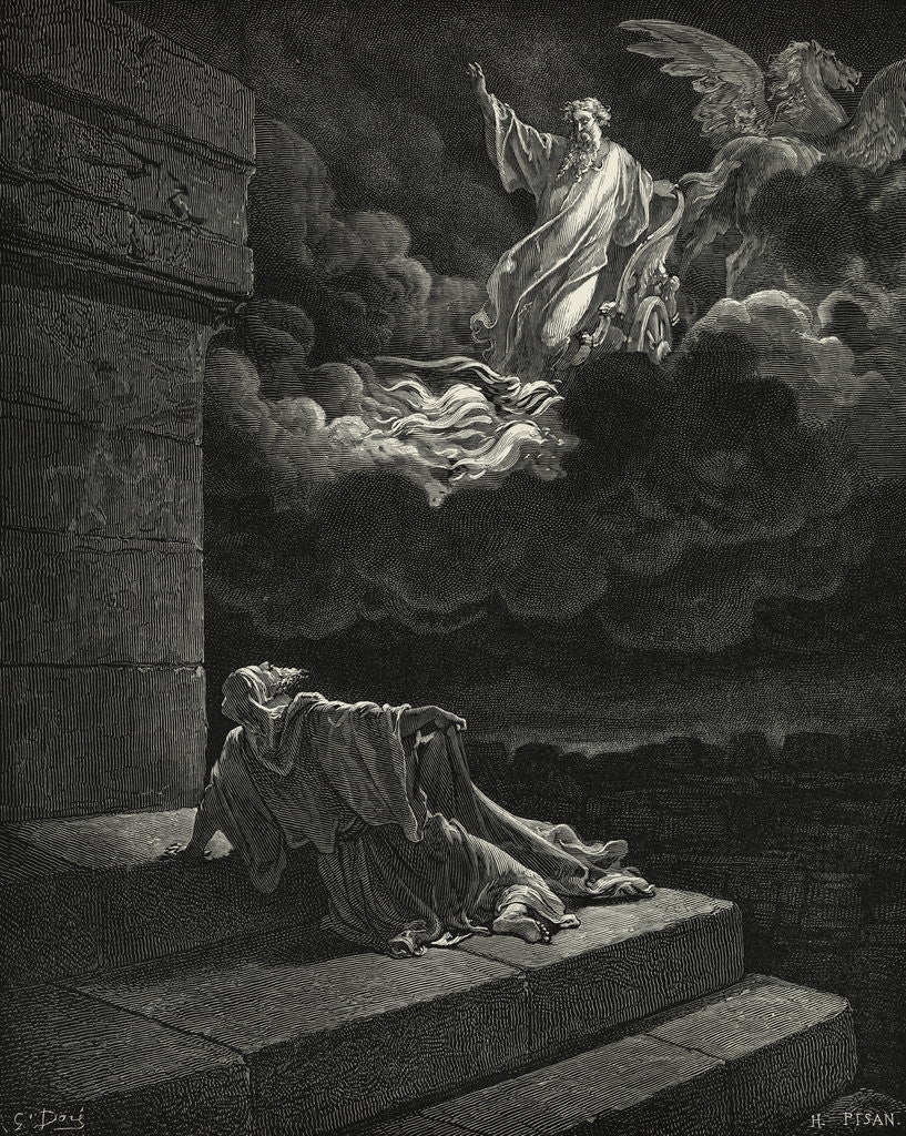 Detail of Elijah Being Taken up to Heaven in Chariot of Fire by Anonymous