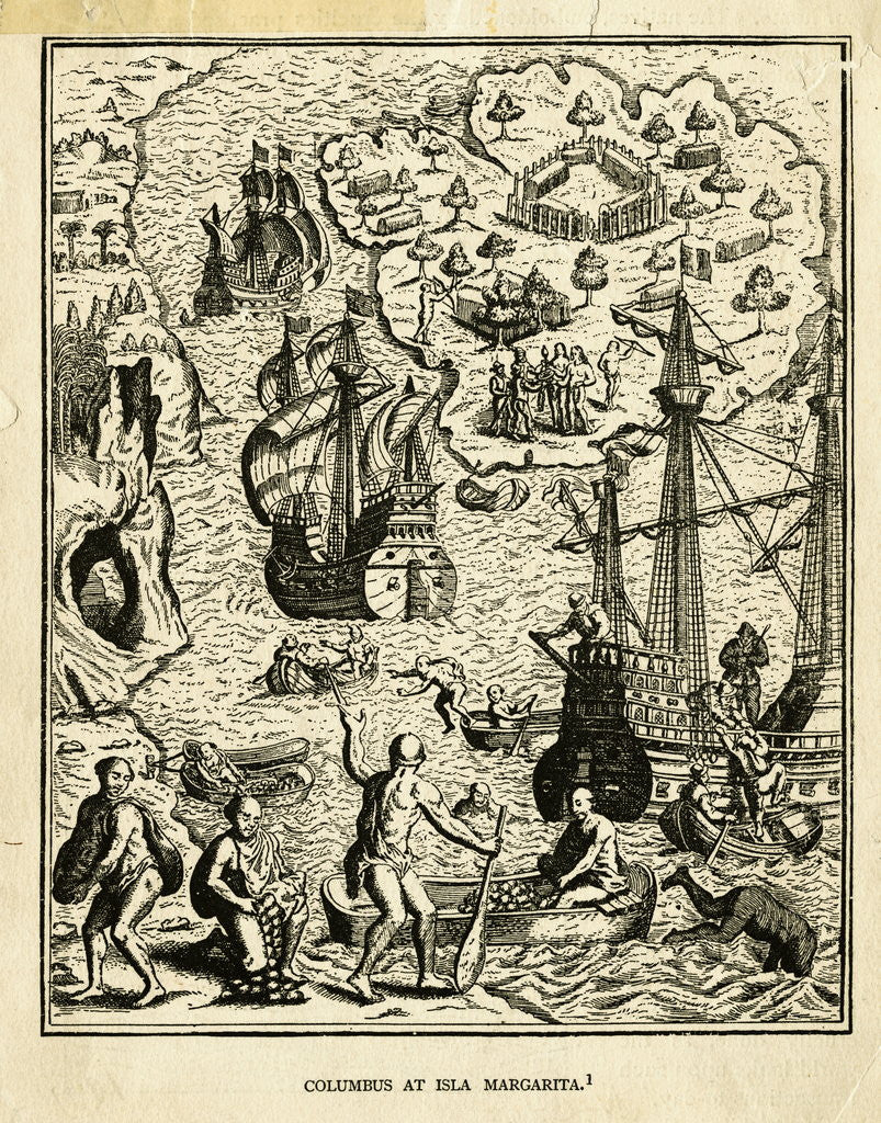 Detail of Illustration of Columbus at Isla Margarita by Anonymous
