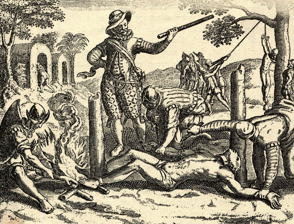 Detail of Spaniards Torturing Indian in New Grenada by Anonymous