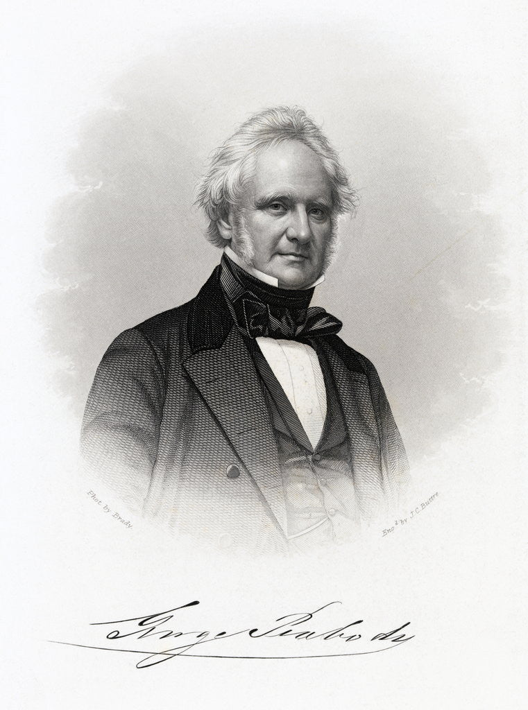 Detail of Engraving by John Chester Buttre of George Peabody After Photography by Matthew Brady