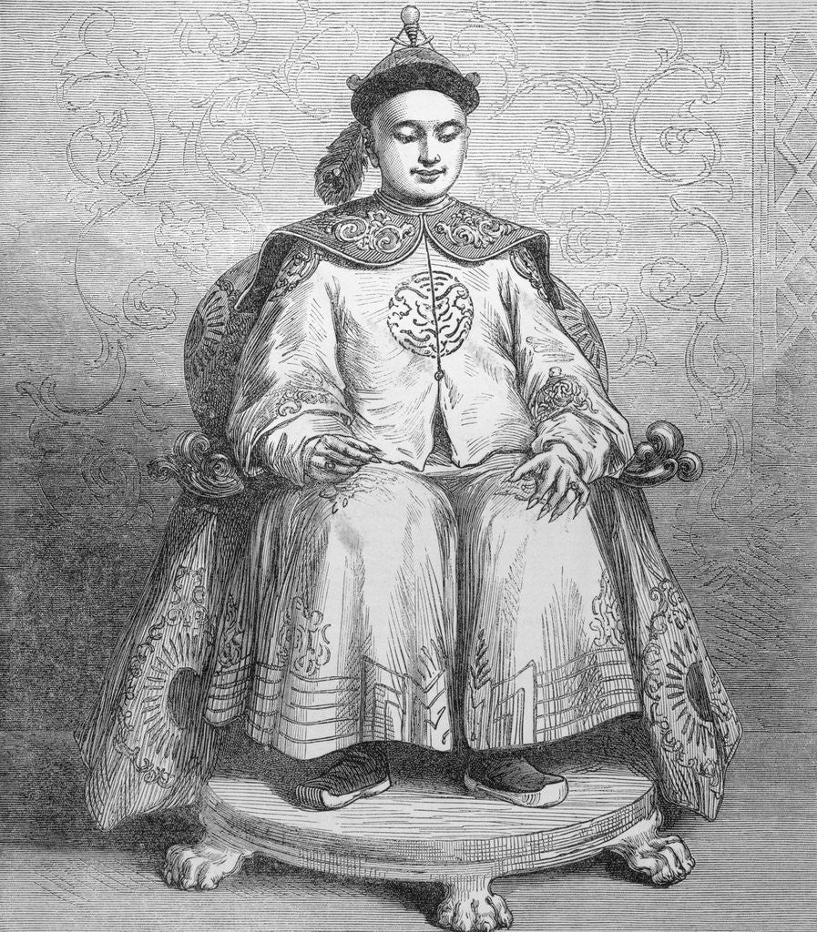 Detail of Drawing of Chinese Emperor Tsaichun or Tungchih by Anonymous