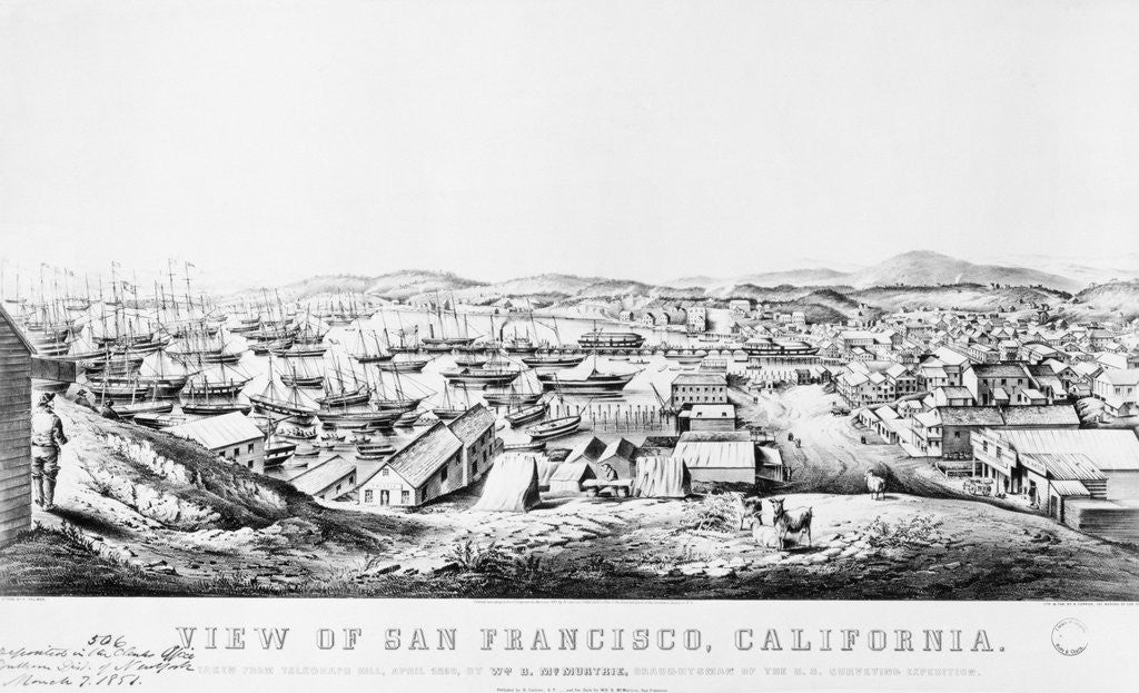 Detail of Illustration of Early San Francisco by Anonymous