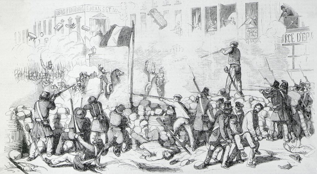 Detail of Illustration of Soldiers and Rebels Fighting in Street by Anonymous