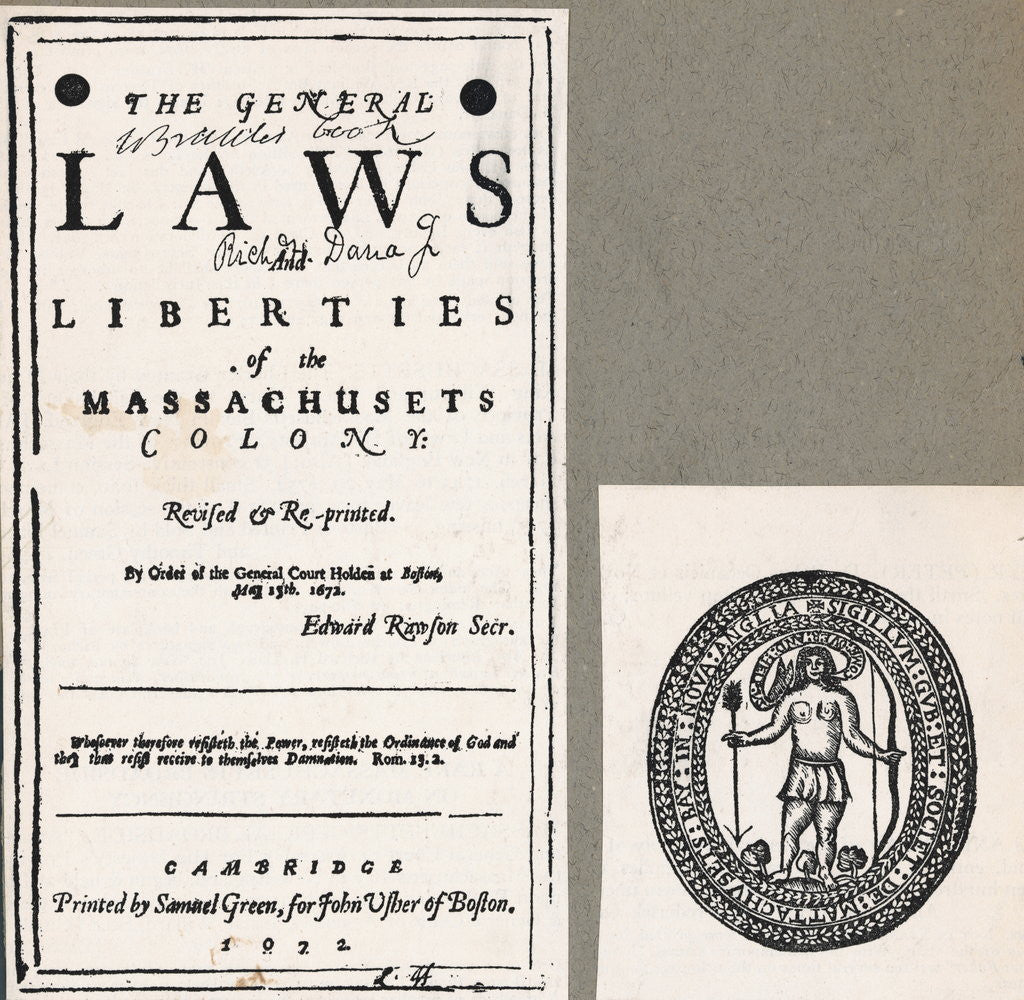 Detail of The General Laws and Liberties of the Massachusetts Colony by Anonymous