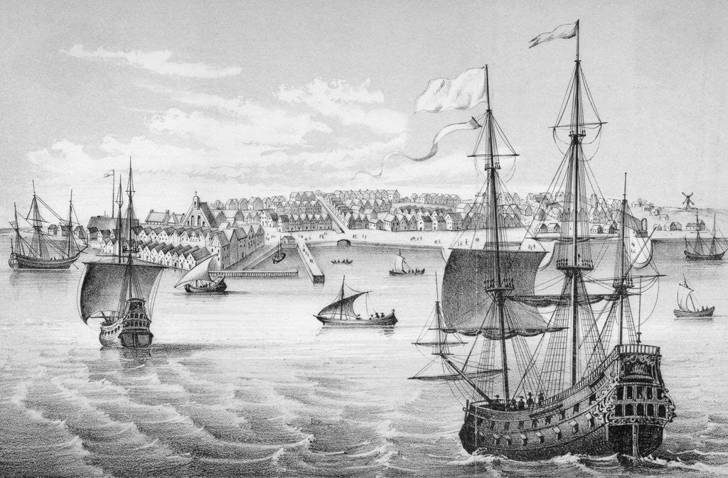 Detail of Illustration of Early New York as New Amsterdam by Anonymous