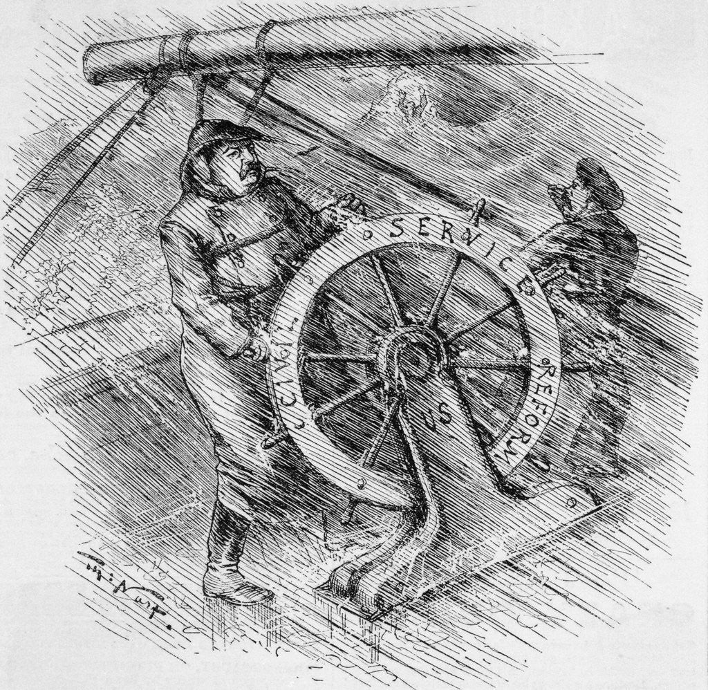 Detail of Cartoon of President Grover Cleveland on Ship by Anonymous