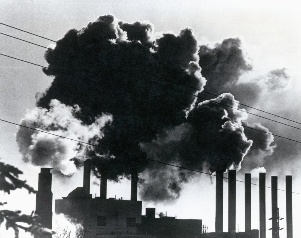 Detail of Smokestacks Emitting Smoke by Anonymous