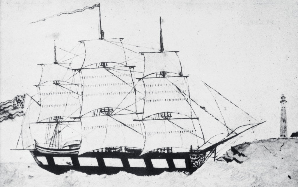 Detail of Drawing of Herman Melville's Acushnet by Anonymous