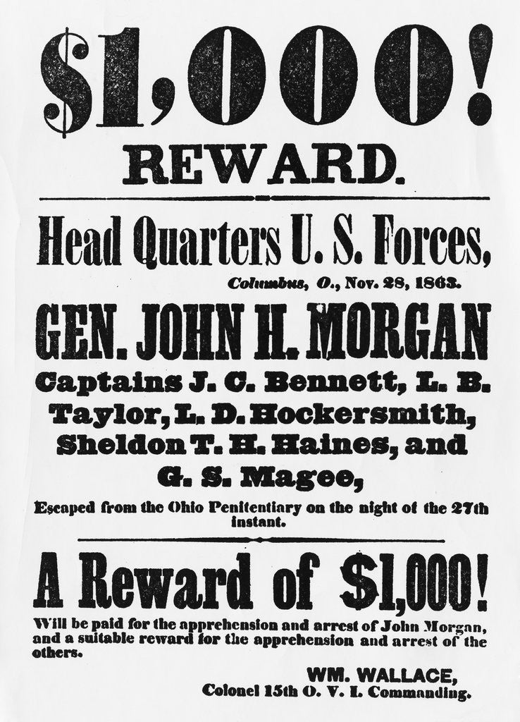 Detail of Civil War Want Ad For Escaped Prisoners by Anonymous