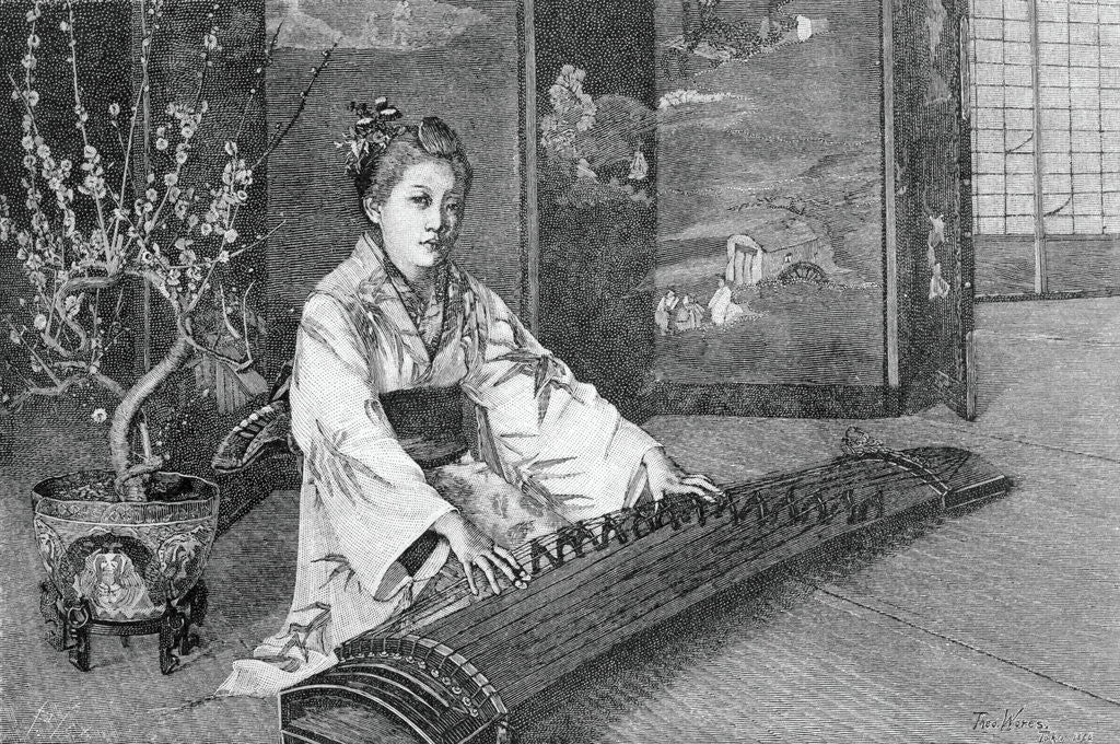 Detail of Engraving of Koto Player by Anonymous