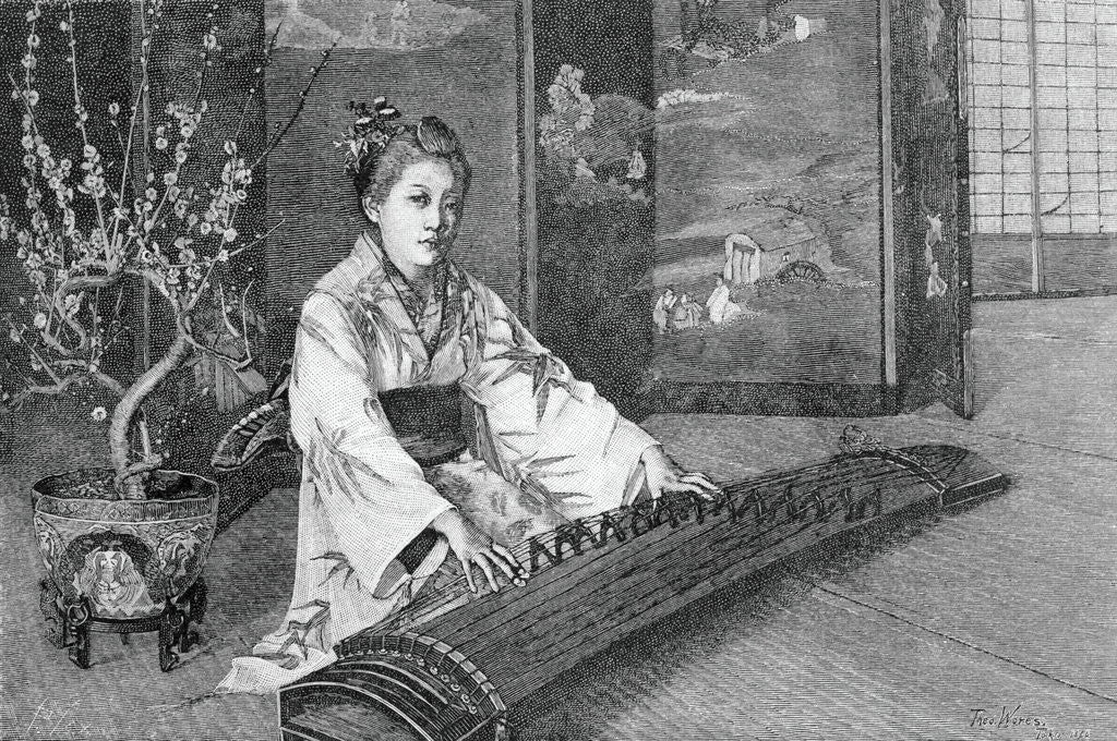 Detail of Engraving of Koto Player by Corbis