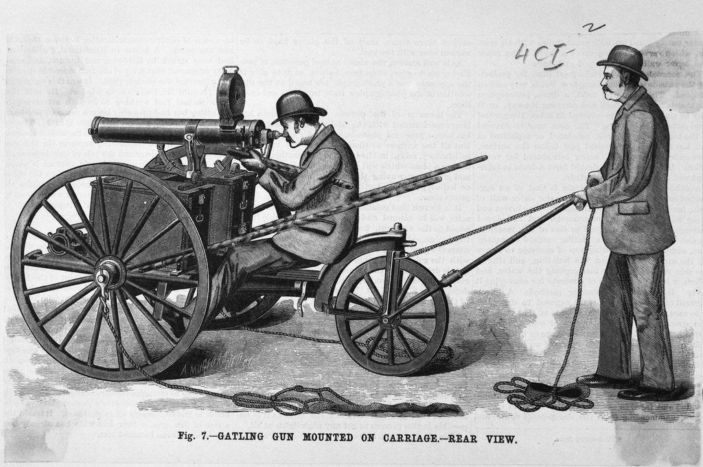 Detail of Gatling Gun Mounted on Carriage by Anonymous