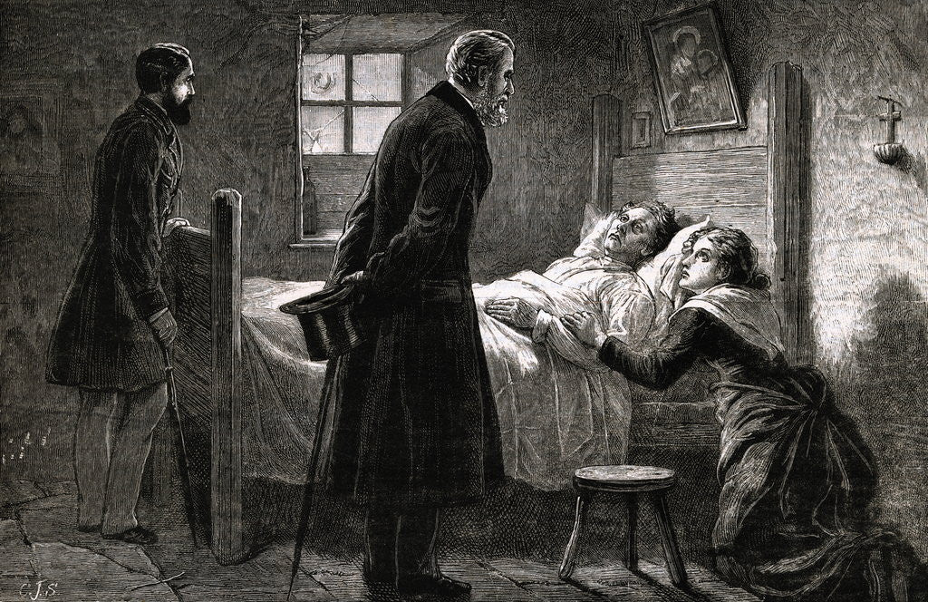 Detail of Men Visiting Sick Woman by Anonymous