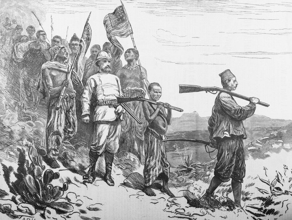 Detail of Illustration of Sir Henry Morton Stanley and His Party Crossing Terrain by Anonymous