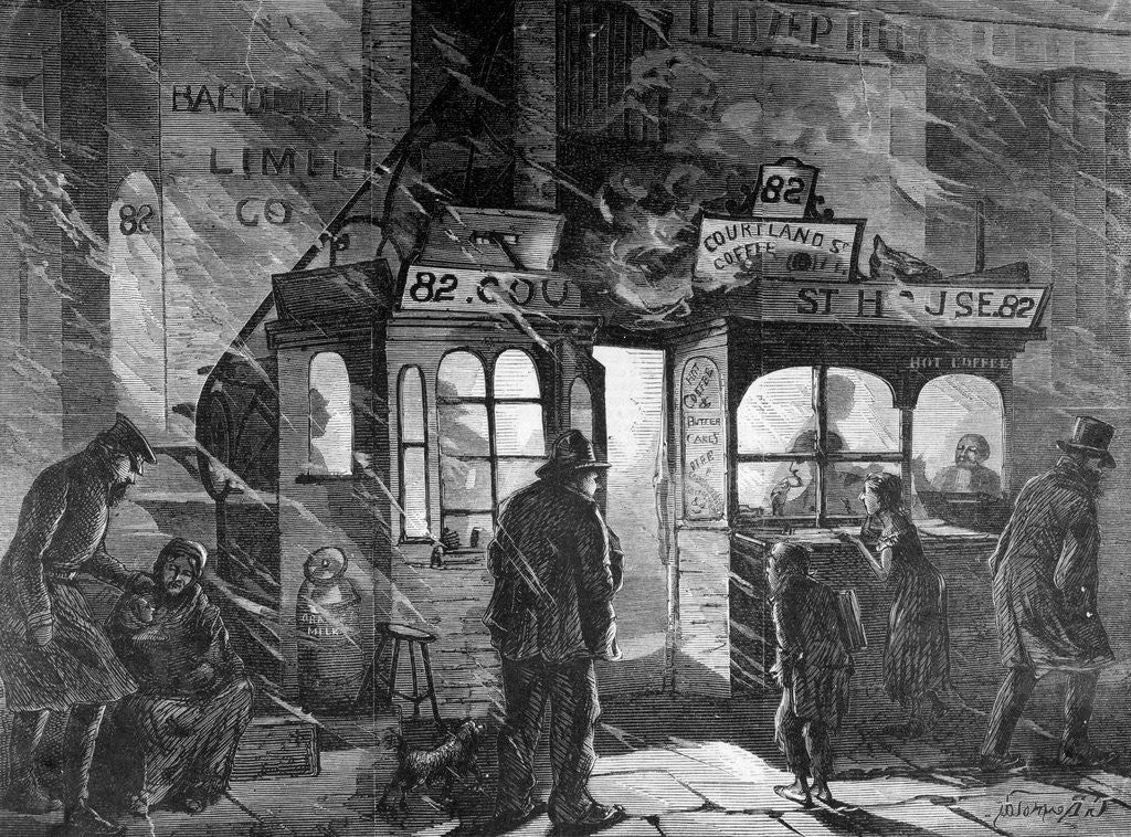 Detail of Engraving of a Coffee Shop on Cortlandt Street by Anonymous
