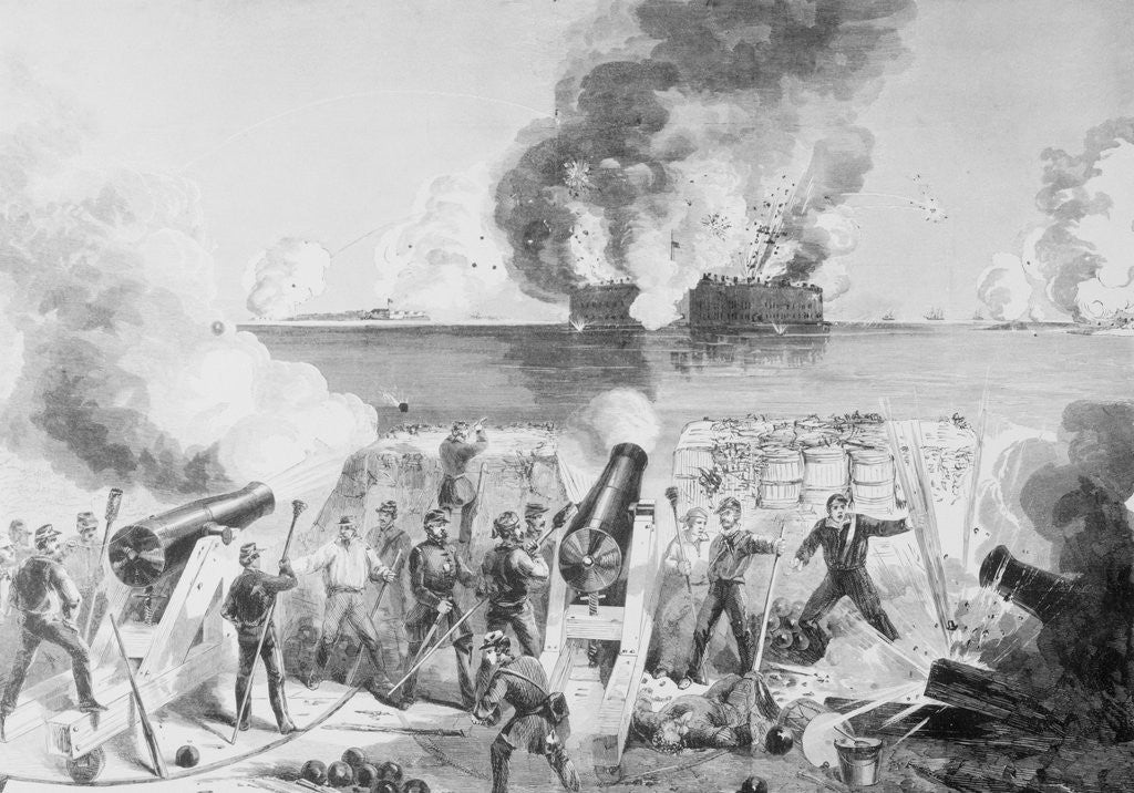 Detail of Soldiers Firing on Fort Sumter by Anonymous