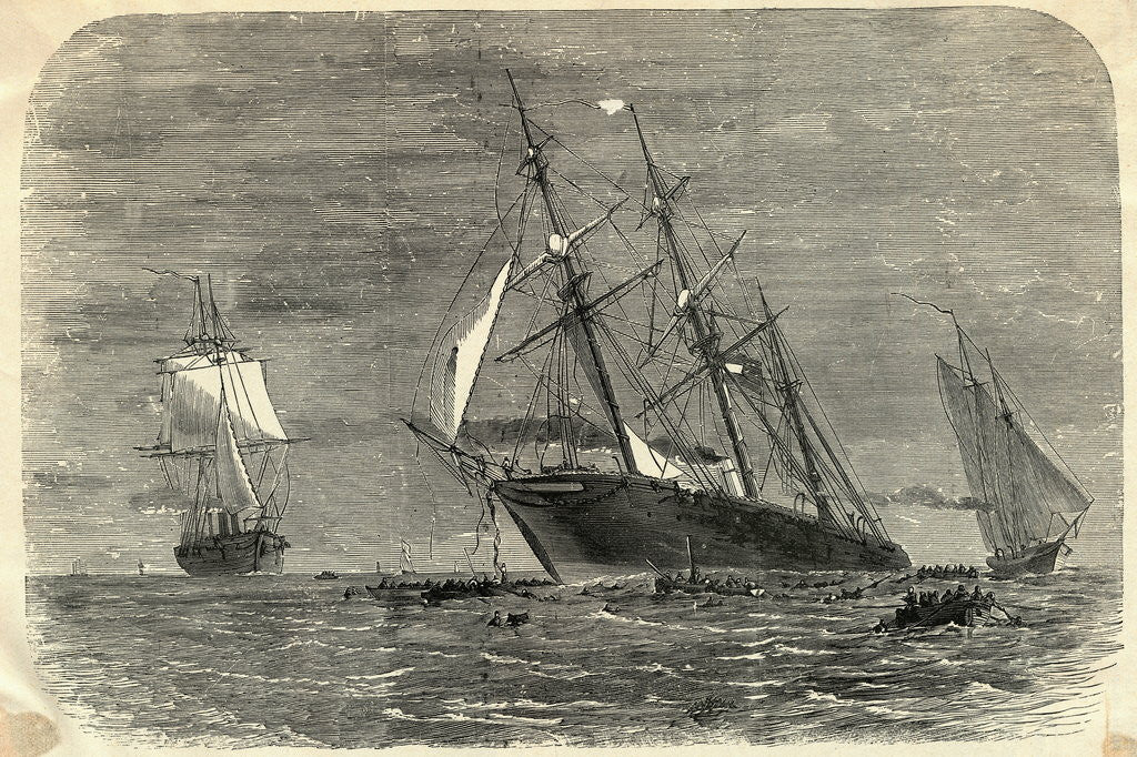 Detail of Sailors Abandoning Ship in Life Boats by Anonymous