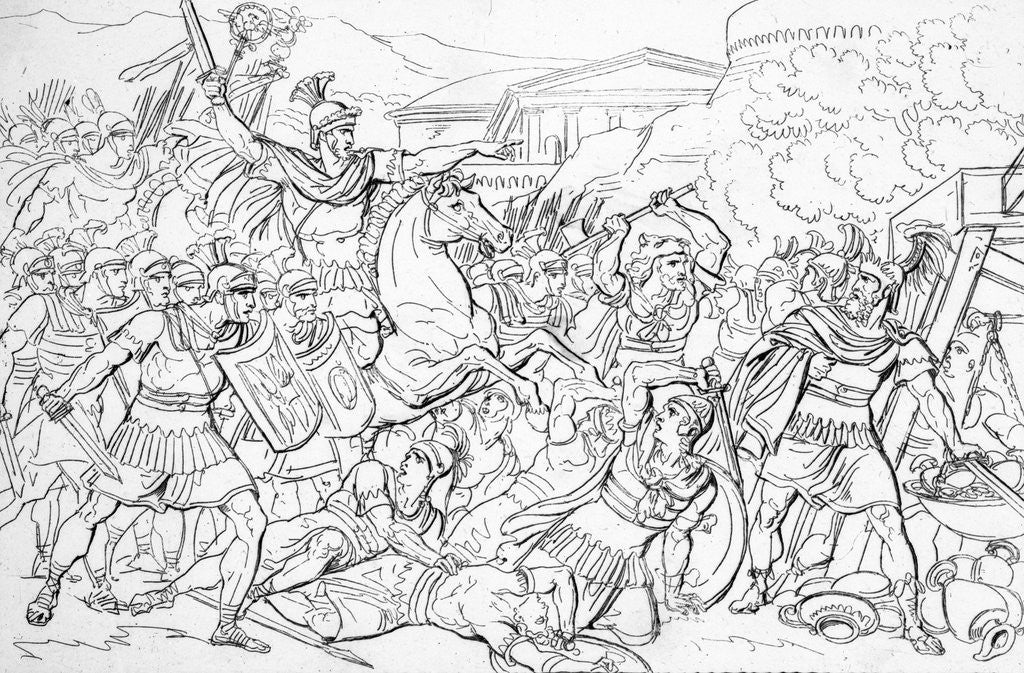 Detail of Fierce Battle Scene Between Romans and Gauls by Anonymous