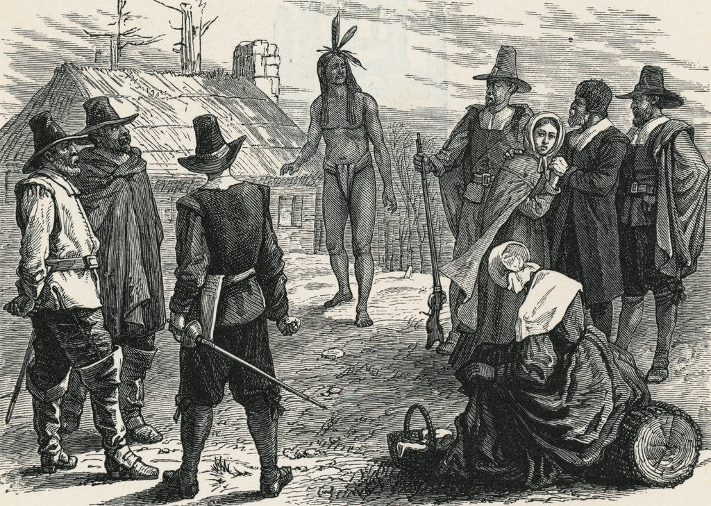 Detail of Samoset Visiting Plymouth Colony by Anonymous