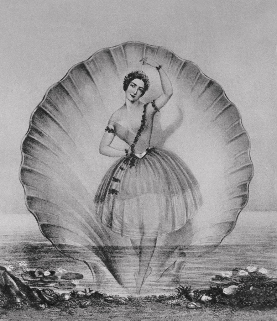 Detail of Drawing Depicting Ballerina on Beautiful Setting by Anonymous