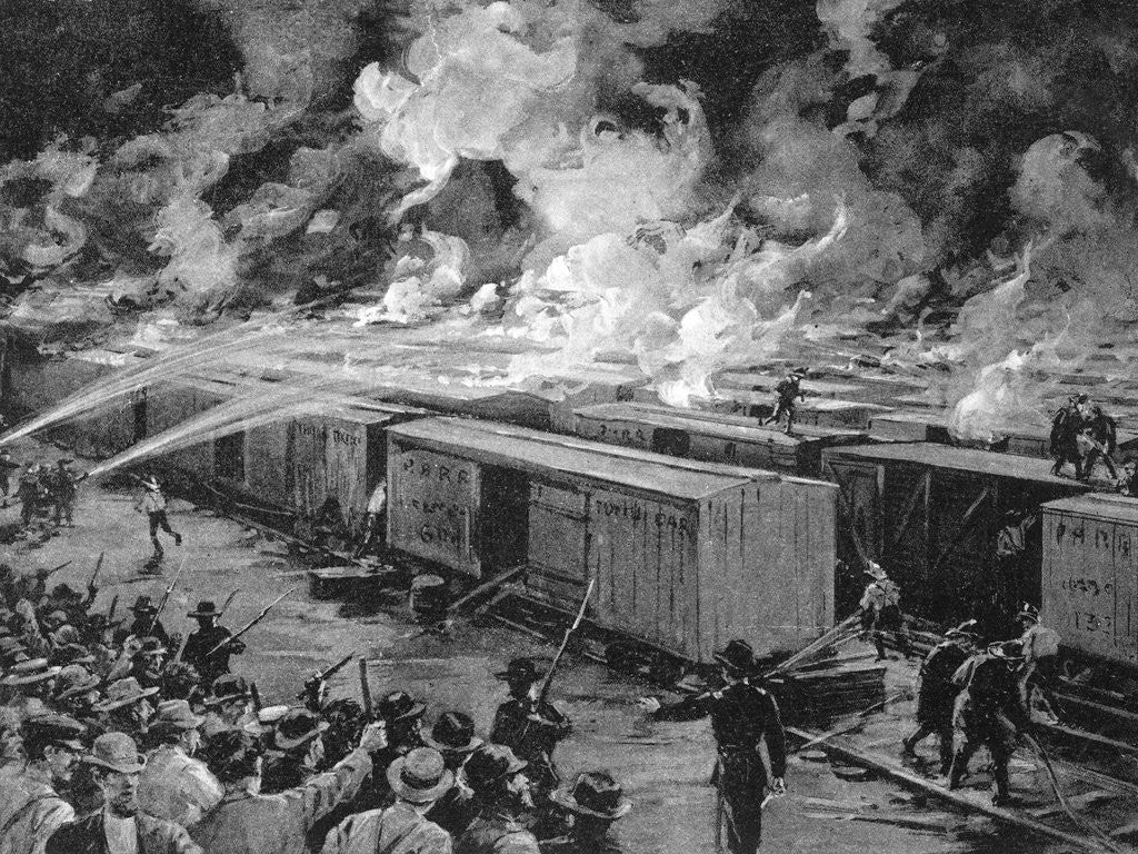 Detail of Burning of 600 Freight Cars on Panhandle by Anonymous