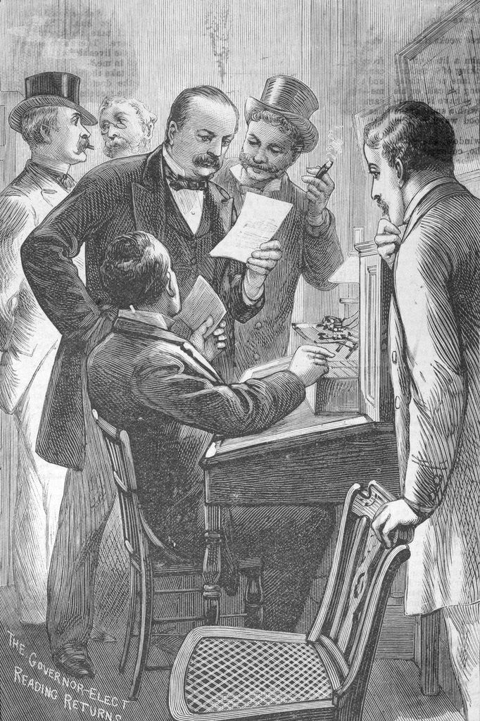 Detail of Drawing Depicting Grover Cleveland and Officials Examining Ballot Results by Anonymous