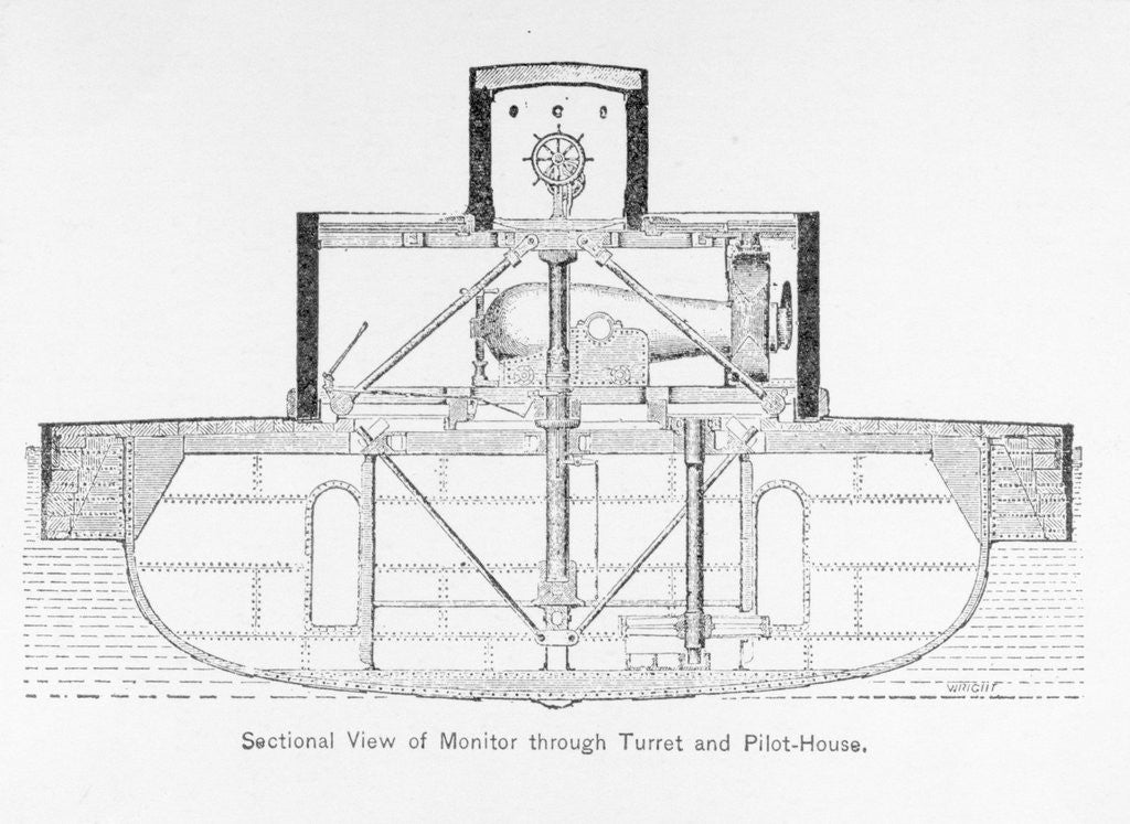 Detail of Illustration of Monitor Turret and Pilot-House by Corbis