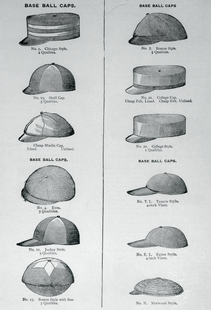 Detail of Advertisement for Baseball Caps by Anonymous
