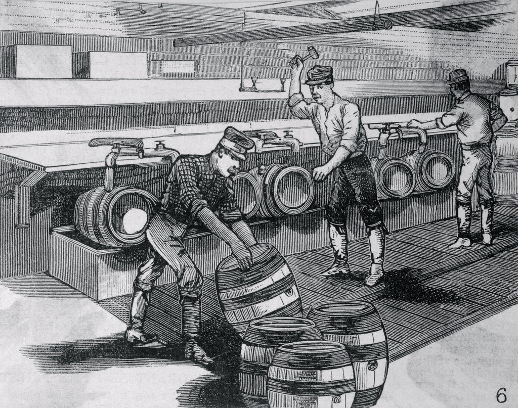Detail of Men Racking Off Beer by Anonymous