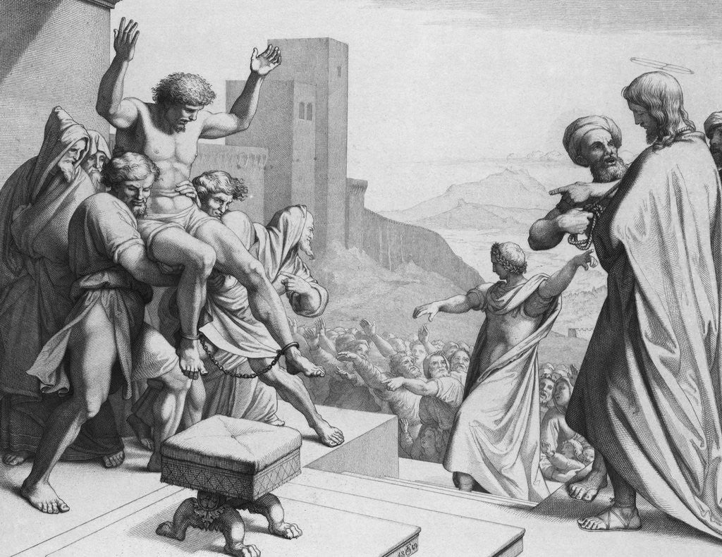 Detail of Print of the Crowd Choosing Between Barabbas and Jesus Christ by Anonymous