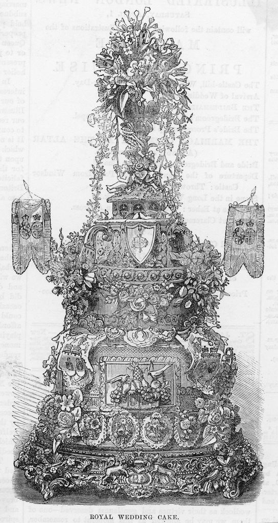Detail of Drawing of Royal Wedding Cake Print by Anonymous