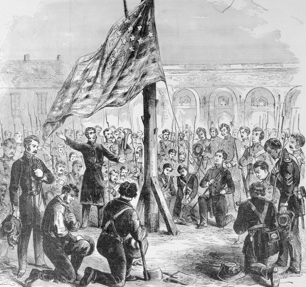 Detail of Raising American Flag on Fort Sumter by Anonymous