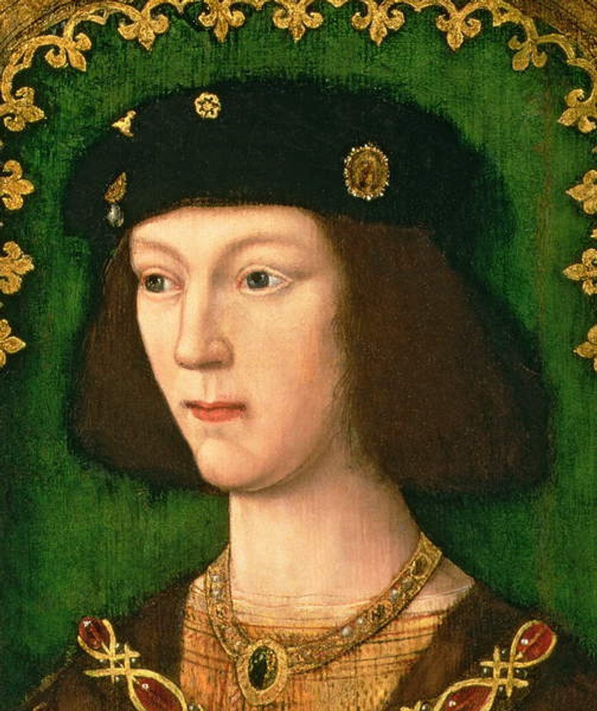 Detail of Portrait of Henry VIII, c.1509 by English School