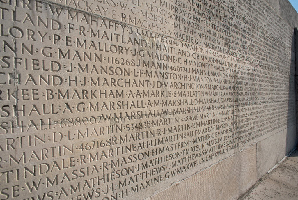 Detail of Wall of Names at Vimy Memorial by Corbis