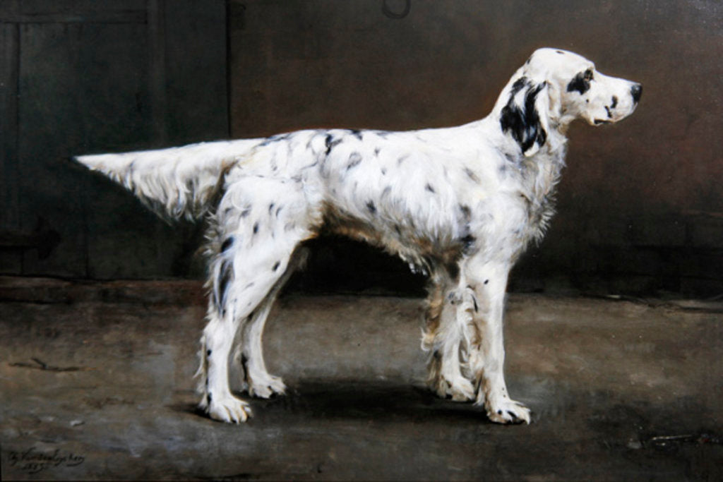 Detail of Portrait of a dog, 1885 by Charles van den Eycken